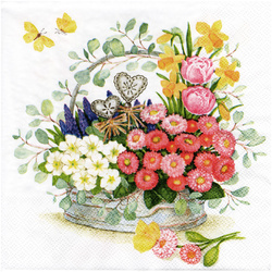 Serviettentechnik Motivserviette - 1 Stück - Decoupage Serviette 33x33 cm -  Spring Flowers