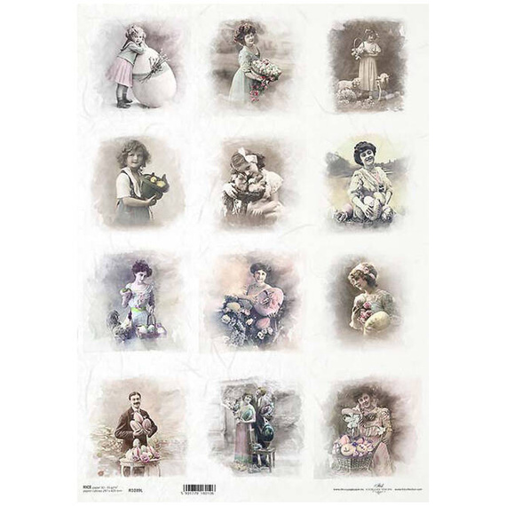 ITD Reispapier Decoupage Bastelpapier A3 Blumen, Retro-Fotoatelier, Porträts 1039L