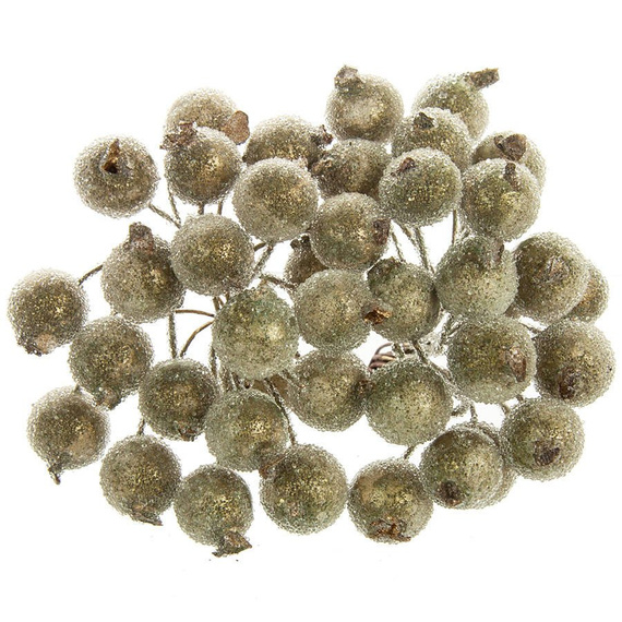 Gefrostete Beeren - gold - 1 Zweig mit 40 Beeren 
