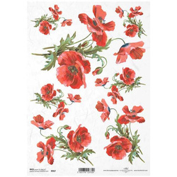 ITD Reispapier Decoupage Bastelpapier Softpapier Serviettentechnik, R0957 Mohnblumen