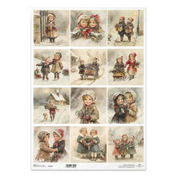 Reispapier für Decoupage A3 - Kinder, Vintage, Weihnachten - R1504L - Itd Collection
