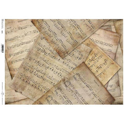 ITD Reispapier Decoupage Bastelpapier, A3 007L, alte Liederbücher, Noten, Partitur