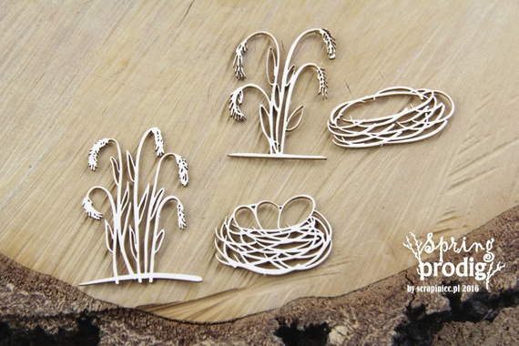 Dekorpappe Die Cut Chipboard Spring Prodigy - Gras'n'Nest SCRAPINIEC
