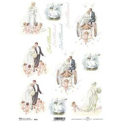 ITD Reispapier Decoupage Bastelpapier Softpapier Serviettentechnik, Hochzeit R656