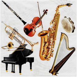 Serviettentechnik Motivserviette - 1 Stück - Decoupage Serviette 33x33 cm - Music Instruments 