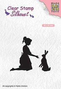 NELLIE'S Transparent Acryl Stempel Motivstempel Clear Stamp - Mädchen mit Hase