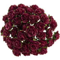 ROSEN Geöffnete 25mm 50 Stk. Scrapbooking Maulbeerpapier Blumen Flowers, burgund