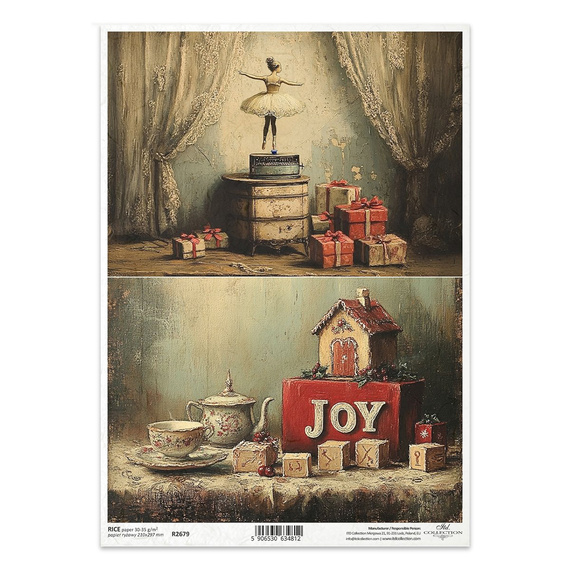 Reispapier für Decoupage A4 - Ballerina, Porzellan, Haus - R2679 - Itd Collection 