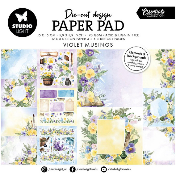 STUDIO LIGHT Scrapbooking Papier Set 15x15 cm - Violet Musings