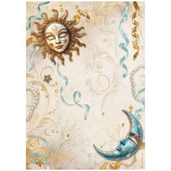 Reispapier Decoupage Bastelpapier A4 - Stamperia - Masquerade Sonne und Mond