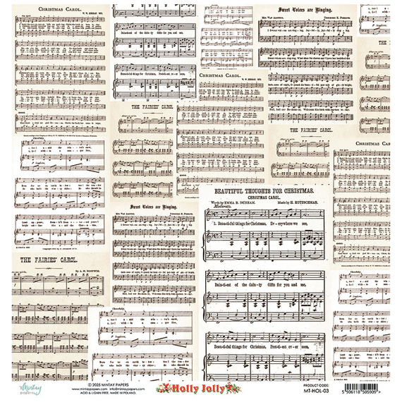 Scrapbooking Papier 30x30 - Mintay - Holly Jolly 03