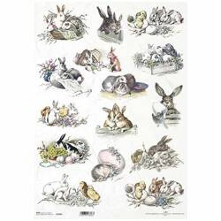 ITD Reispapier Decoupage Bastelpapier A3 Osterhäschen 1008L