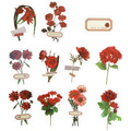 AUFKLEBER folie - Rote Blumen und Etiketten
