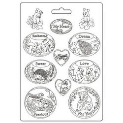 STAMPERIA flexible Gießform aus Kunststoff Form Mold Mould Dekor - Woodland  Etikett