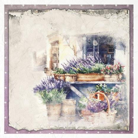ITD Reispapier Decoupage SET Bastelpapier, Tür und Fenster mit Lavendeldekoration RSM081