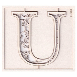SCRAPINIEC Dekorpappe Die Cut Chipboard Dekoration Ornament, Monogramm "U"
