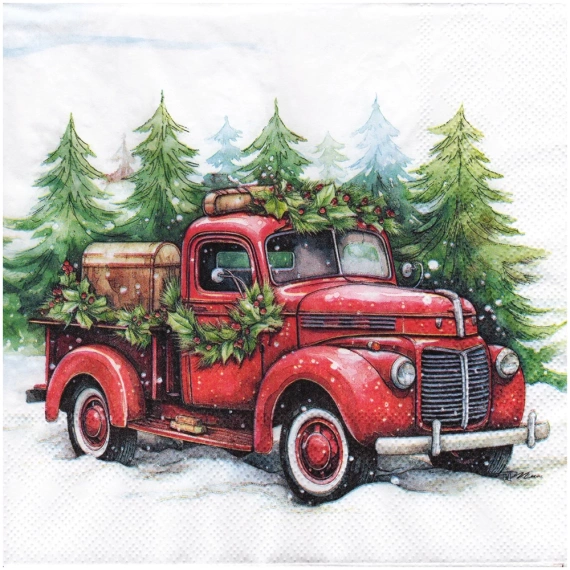 SERVIETTEN 1 Stück Motivservietten Decoupage Napkin 33x33cm, Van in the Snow