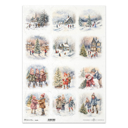 Reispapier Decoupage Bastelpapier für Decoupage A3 ITD-1269L Winterstadt