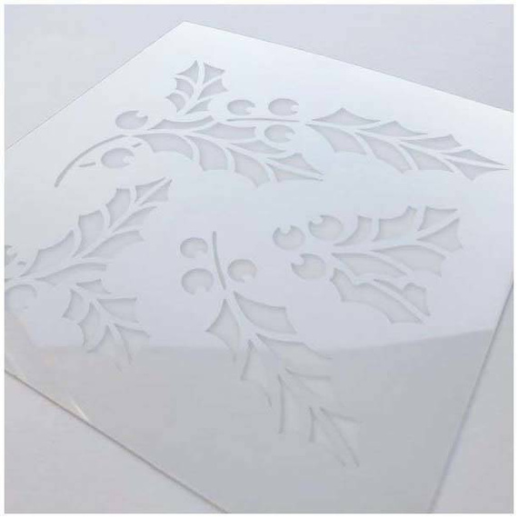 ITD Mixed Media Schablone STENCIL für Decoupage Scrapbooking 16x16, ST0083 Stechpalme