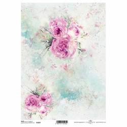 Reispapier für Decoupage, Frühling Shabby Chic, Hintergrund, Tapete, Aquarell ITD-R1667 - A4 