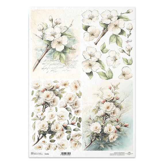 Reispapier Decoupage Bastelpapier für Decoupage A3 ITD R1429L Apfelblüten