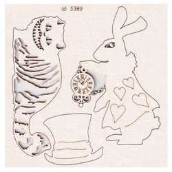 SCRAPINIEC Dekorpappe Die Cut Chipboard Dekoration Ornament, Hase Katze 5389