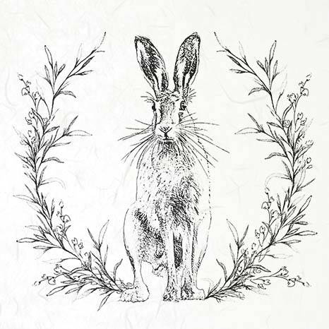 ITD - Reispapier-Set  - RSM053 Hasen - schwarz und weiß