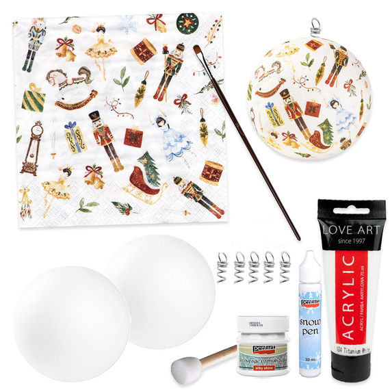 Weihnachts-Decoupage-Starter-Kit mit Weihnachtskugeln