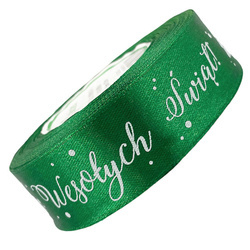 Grünes Satinband Frohe Weihnachten 25mm x 23m