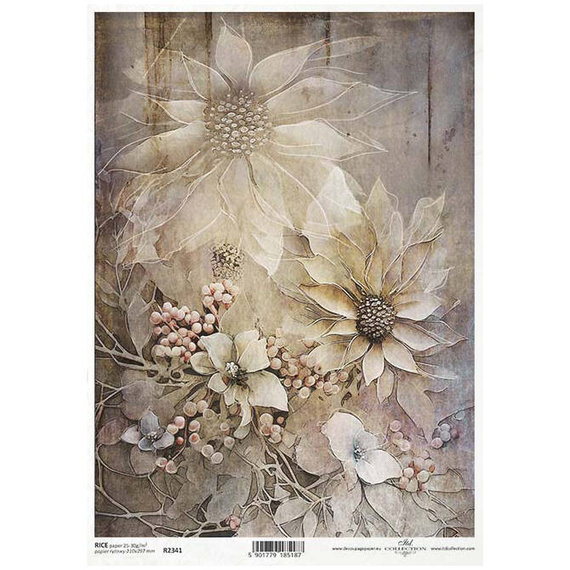 ITD Reispapier Decoupage Bastelpapier Serviettentechnik-R2341 Blumen