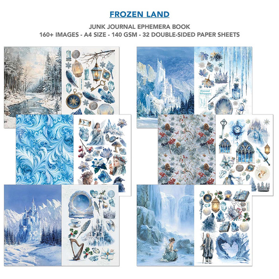 Scrapbooking Papier Set A4 - Junk Journal & Ephemera Book - Ciao Bella – Frozen Land