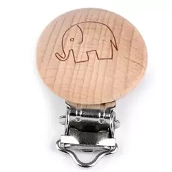 Holz SCHNULLER CLIP DIY Baby molaren Beißring Kette Spielzeug Metallclip Elefant