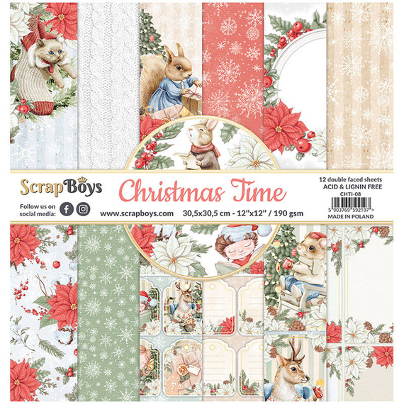 SCRAPBOYS Set 12Stk 30x30cm doppelseitig Scrapbooking Papier Christmas Time