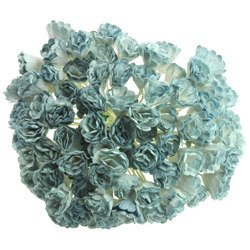 GYPSOPHILA 10mm 100Stk Scrapbooking Maulbeerpapier Blumen Flower, grau-blau