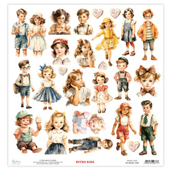 Scrapbooking-Papier mit Elementen 30 x 30 cm  - Mintay - Retro Kids