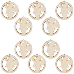 Holz-Christbaumanhänger Set 10 Stück - Weihnachtsmann - 6 cm