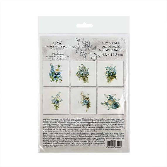 ITD Reispapier Decoupage SET Bastelpapier, Vergissmeinnicht RSM077 