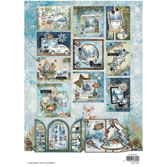 STUDIO LIGHT A4 Papierset + Elemente Scrapbooking Papier, Winter Wonderland