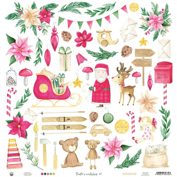 P13 30,5x30,5cm doppelseitig Scrapbooking Paper Designpapier 240g, Santa's workshop 07