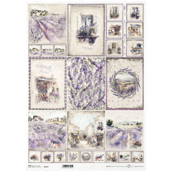 Reispapier für Decoupage A3 ITD-1087L Lavendelfelder, Landschaft
