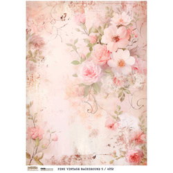 Reispapier Decoupage Bastelpapier A4 - Scraplove - Pink Vintage Background 9