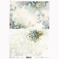 ITD Reispapier Decoupage Bastelpapier Softpapier Serviettentechnik, Vergissmeinnicht, Notizen R2181