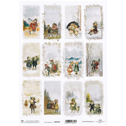 ITD COLLECTION 21x29cm A4 einseitig Scrapbooking Craft Papier 250g - TAG0192 Kinder Vintage Weihnachten
