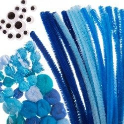 CHENILLEDRAHT Pfeifenreiniger Plüsch Basteldraht mit Pompons - Kornblume