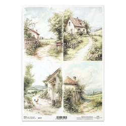 ITD Reispapier Decoupage Bastelpapier Serviettentechnik-R2577 Landhäuser
