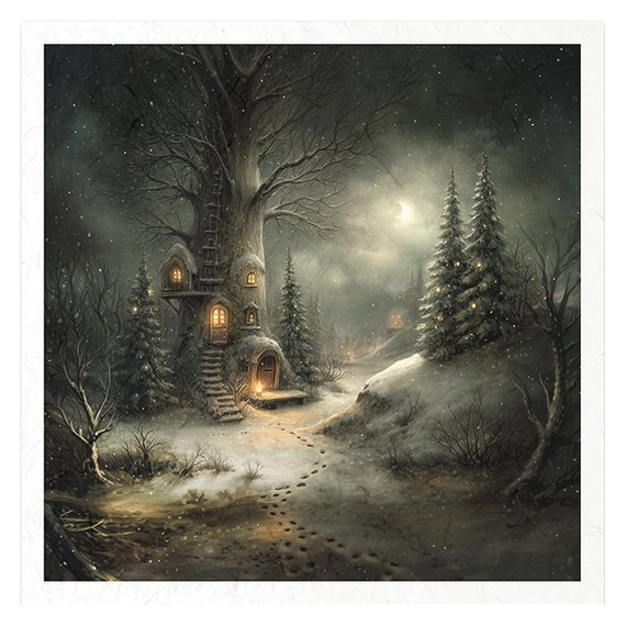 Reispapier-Set - Häuschen, Hütten, Höhlen, Fantasie, Fee, Winter - RSM209 - Itd Collection