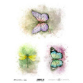 Reispapier für Decoupage, Aquarell, farbige Schmetterlinge, Libelle ITD-R1606 - A4