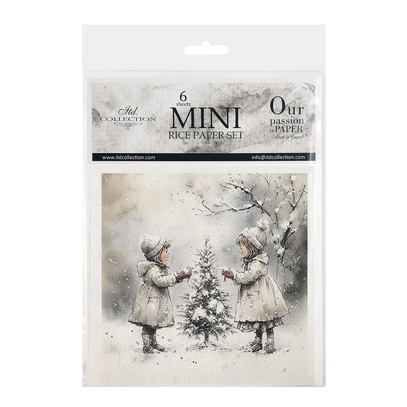 Reispapier-Set - Kinder, Weihnachtsbaum, Schneemann, Schlitten, Winter - RSM201 - Itd Collection