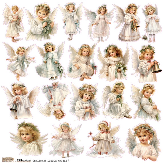 AUFKLEBER ScrapLove Dekor Stickers - Christmas Angels 1 - Weihnachtsengel 1