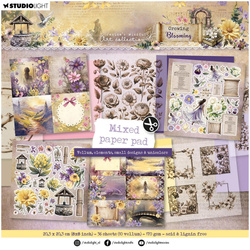 STUDIOLIGHT Set 36Blatt 20x20cm doppelseitig Scrapbooking Papier,  Vellum Unicolor & Elements Growing & Blooming